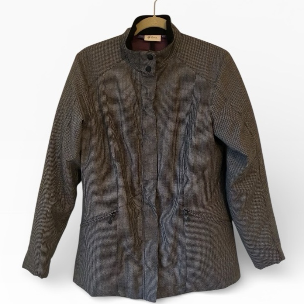 IBEX Mad River Mini Houndstooth Check Wool Coat M